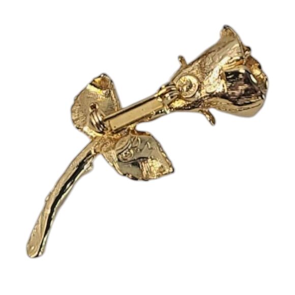 Vintage Rose Signed D.M. David Monn Gold Tone Flower Crystal Brooch Pin - Picture 3 of 5